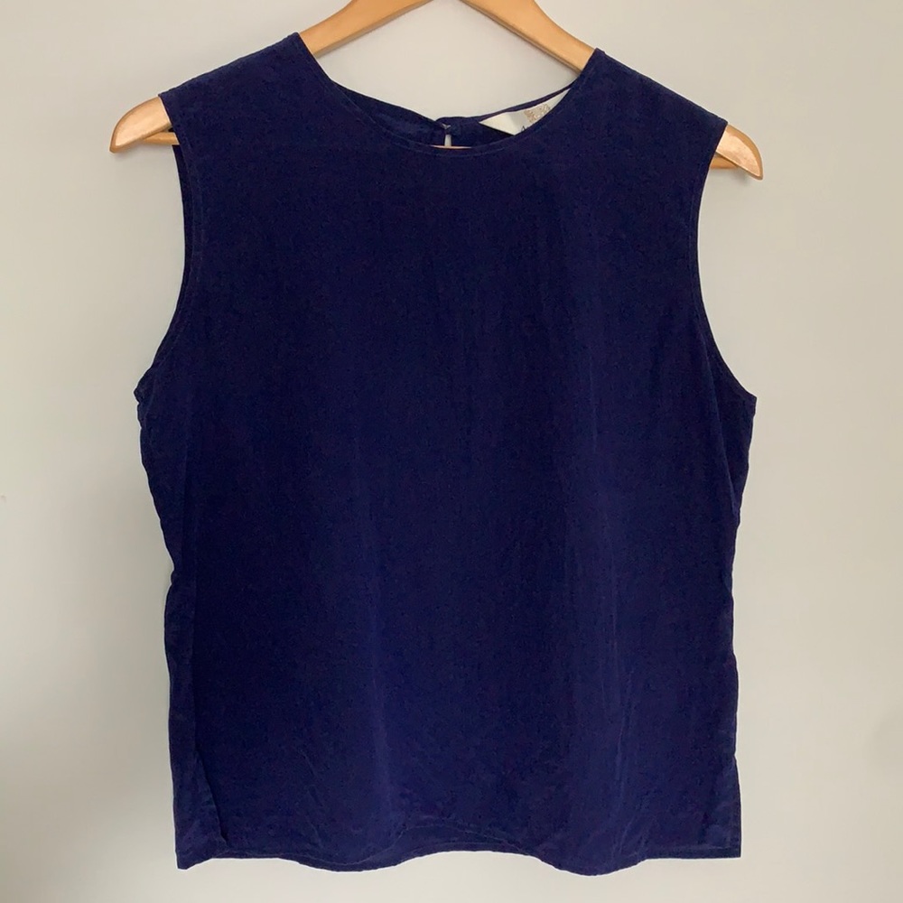 Navy Silk Top